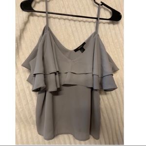 Gray off the shoulder crop top